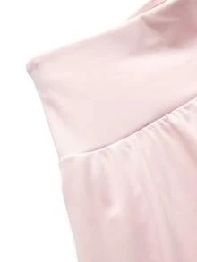 SHEIN Cheerettes Solid Color Side Drawstring Sports Leggings - Pink - View 6