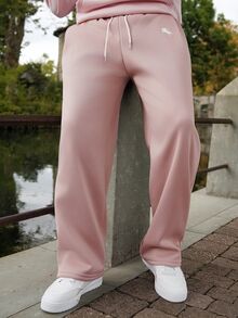 LEOGASHI LEOGASHI Men's Solid Color Drawstring Waist Pocket Casual Loose Sweatpants, Baggy Grey For Back To School Wide Leg Gym Pants Y2k Oversized - Pink - View 3