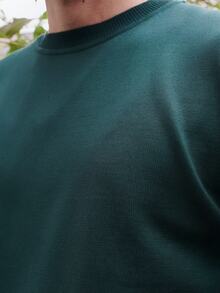 LEOGASHI LEOGASHI Men's Solid Color Crew Neck Long Sleeve Casual Versatile Lightweight Fitted Knit Sweater - Green - View 6