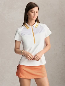 Activina Women's Short Sleeve Half-Zip Sports Polo Shirt - Orange - View 3