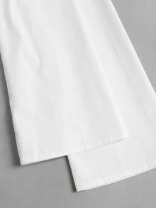 Sweetra Áo sơ mi nữ màu trơn xếp ly phong cách thường ngày đa năng mặc hằng ngày - trắng - Xem 5