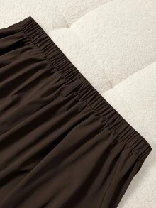 GlowEve CURVE Plus Size Women High-Waisted A-Line Skirt, Elegant For Commuting Fall - Coffee Brown - View 6