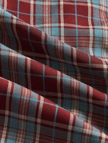 Sweetness Plaid Print Puff Sleeve Tie Back Ruched Button Placket Blouse - Multicolor - View 5
