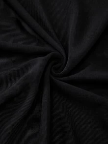Swim Oasis Women's Spring/Summer Black & White Contrast Water Ripple Print One-Shoulder One-Piece Swimsuit With Flowy Chiffon Long Pants - Black and White - View 9