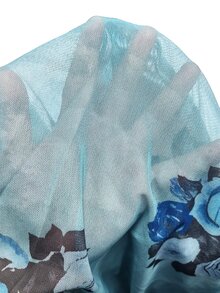 Elenzga 女士夏季细肩带系腰休闲度假印花弹力网眼透视性感露背吊带背心 - 彩色 - 查看 4