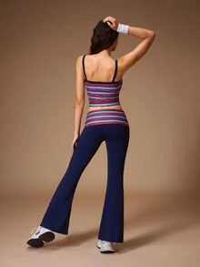 VARSIVA Women Striped Camisole & Flare Pants Sports Activewear Set - Multicolor - View 8