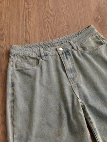 SWAVVY 男士復古水洗懷舊青春休閒印花長褲 - 藍色 - 查看 7