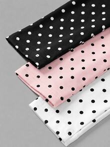 SHEIN EZwear 女款 3 件組波點圓領休閒修身長袖 T 恤套裝，秋季上衣，適合日常通勤、約會、聚會，秋冬春夏通用，聖誕節、優雅、休閒、外出、約會、預約、通勤、亮面、情人節、優雅、度假、休閒、Y2K、外出、畢業典禮等場合 - 彩色 - 查看 4