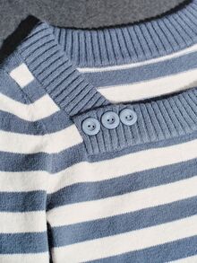 ROMWE Y2K Vintage Retro Colorblock Striped V-Neck Women's Sweater - Blue - View 11