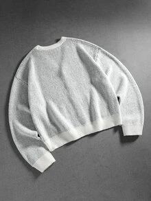ROMWE MEN Cardigan Rajut Jacquard Pria dengan Bukaan Depan, Gaya Vintage Klasik untuk Kalangan Kaya. - Putih - View 2