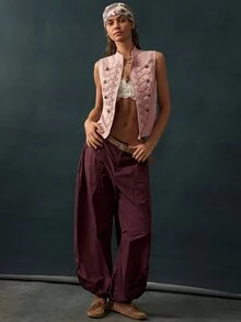 Bohemela 休閒復古學院風純色梭織女款背心外套 日常穿搭 灰粉色 夏季 - 藕粉色 - 查看 8
