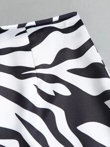Sweetra Women's Lace Patchwork Mini Skirt Zebra Print Slimming Elegant Street Style - White - View 5