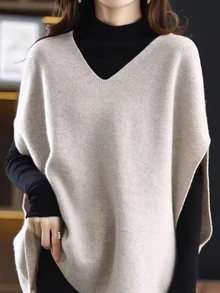 SHEIN Tank Top Rajut Longgar Minimalis Serbaguna untuk Wanita, Cocok untuk Berbagai Aktivitas di Luar Ruangan - Aprikot - View 6