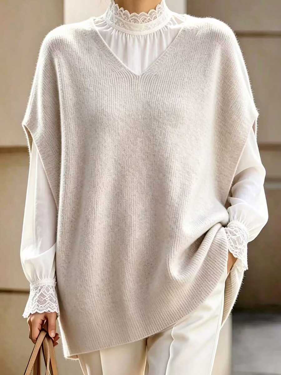 SHEIN Tank Top Rajut Longgar Minimalis Serbaguna untuk Wanita, Cocok untuk Berbagai Aktivitas di Luar Ruangan