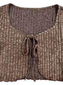 Trelyra Women's 2 Pieces Set, Brushed Ribbed Brown Long Sleeve Cardigan & Cami Dress, Casual Home Wear, Autumn/Winter - Brown - View 8