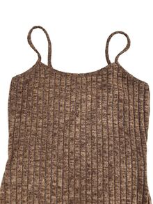 Trelyra Women's 2 Pieces Set, Brushed Ribbed Brown Long Sleeve Cardigan & Cami Dress, Casual Home Wear, Autumn/Winter - Brown - View 9