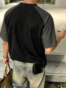 Resyla Men 男士字母印花休閒街頭風百搭日常穿著度假海灘短袖T恤黑色夏季 - 彩色 - 查看 2