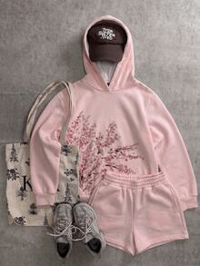 Attitoon Women's Floral Print Long Sleeve Casual Loose Fit Hooded Sweatshirt - Multicolor - View 3