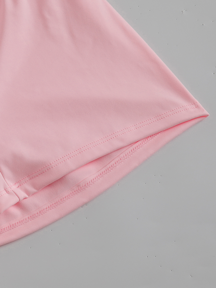 SHEIN Swim 運動風咖啡粉對比色純色無印花雙層 2 合 1 細肩帶短版背心，折疊寬腰頭緊身短褲，純欲風居家慵懶風，春夏臥室居家自拍，柔軟低飽和色調，修身貼身溫柔感 - 彩色 - 查看 12