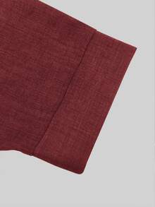 LUMIGAL Minimalist Elegant Mature Style Solid Color A-Line Dress - Burgundy - View 5