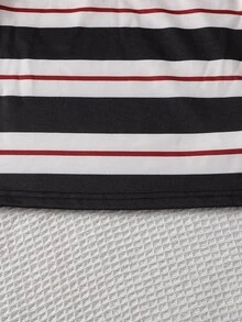 SHEIN Explorewe 男童條紋 Polo 衫，長袖翻領上衣，前開鈕扣休閒套頭衫，秋冬服飾 - 黑色 - 查看 7