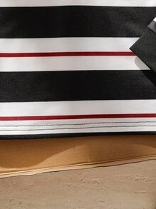 SHEIN Explorewe 男童條紋 Polo 衫，長袖翻領上衣，前開鈕扣休閒套頭衫，秋冬服飾 - 黑色 - 查看 6