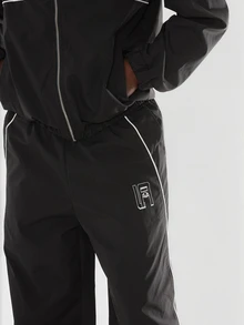 FORM&CHAOS Men's Sports Street Casual Black Zip-Up Hooded Jacket And Pants Set - Black - View 7