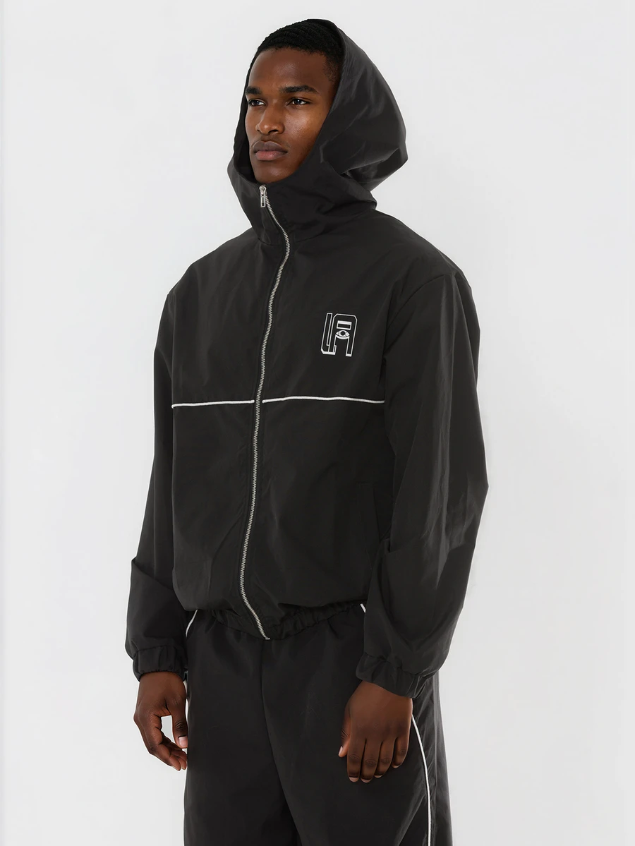 FORM&CHAOS Men's Sports Street Casual Black Zip-Up Hooded Jacket And Pants Set - Black - View 1