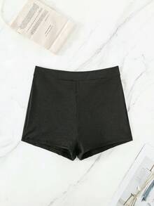 Swim Basics Bottom de bikini unicolor tejido de canalé - Negro - Ver 5