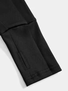 Girlism 青少年女孩針織黑色修身休閒運動外套與長褲兩件套 - 黑色 - 查看 4