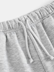 SHEIN Teen Girls Versatile Knit Light Gray Loose Casual Baggy Drawstring Pocket Wide Leg Sweatpants, Suitable For Daily Wear Back-To-School Gym Summer - Light Grey - View 4