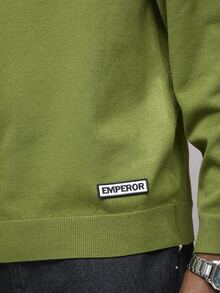 Emperor Men's Autumn/Winter Green Patterned Crew Neck Sweater - Green - View 4
