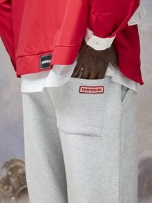 Emperor Men's Autumn/Winter Red & White Colorblock Jacket - Multicolor - View 4