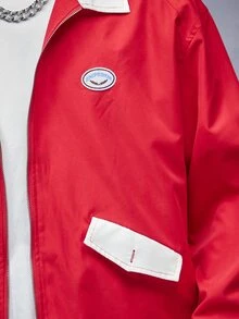 Emperor Men's Autumn/Winter Red & White Colorblock Jacket - Multicolor - View 5