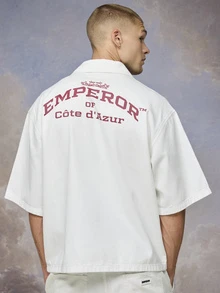 Emperor جاكيت قميص جينز ثقيل الوزن من القطن الخالص الأبيض للرجال في فصل الخريف - أبيض - مشاهدة 2