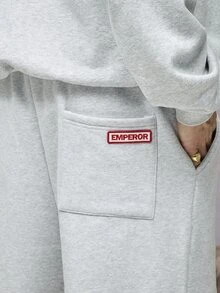 Emperor Men's Autumn/Winter Heavyweight Loose Grey Long Sweatpants - Light Grey - View 5