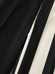 GlowEve CURVE 大尺碼女款秋季極簡休閒 90 年代時尚商務黑白對比色直筒褲附腰帶 辦公室晚裝秋季 - 彩色 - 查看 6
