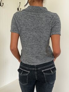 Siren Gaze Atasan Rajut Wanita Model Napoleon Terbaru untuk Perjalanan Musim Gugur - Dark Grey - View 2