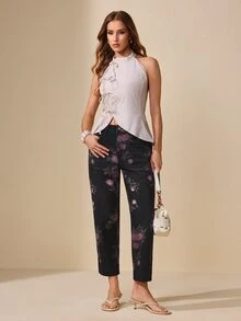 Selenza Fall Casual Slim Fit Cuffed Graphic Ankle Length Black Denim Daily Wear Washed Jeans For Women - Black - View 6