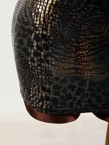 Mistrie Women's Fashion Animal Print Slim Fit Skirt - Gold - View 7