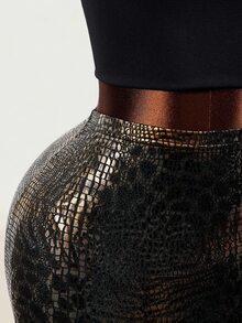 Mistrie Women's Fashion Animal Print Slim Fit Skirt - Gold - View 8