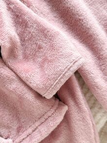 2pcs Baby Girls' Plush Bear Embroidered Long Sleeve Cardigan Top And Pants Pajama Set Fall Autumn/Winter Home Pink And Brown Light Cute Soft Cozy - Pink - View 5