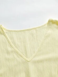 Rusticease Plus Size Women's Deep V-Neck Ruffle Sleeve Multi-Tiered Hem Long Butter Yellow Dress For Summer Beach Vacation Formal Vacation Outfit Boho Casual - Multicolor - View 4