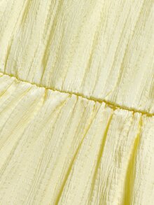Rusticease Plus Size Women's Deep V-Neck Ruffle Sleeve Multi-Tiered Hem Long Butter Yellow Dress For Summer Beach Vacation Formal Vacation Outfit Boho Casual - Multicolor - View 5