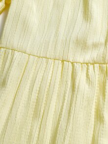 Rusticease Plus Size Women's Deep V-Neck Ruffle Sleeve Multi-Tiered Hem Long Butter Yellow Dress For Summer Beach Vacation Formal Vacation Outfit Boho Casual - Multicolor - View 7