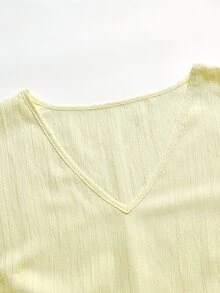 Rusticease Plus Size Women's Deep V-Neck Ruffle Sleeve Multi-Tiered Hem Long Butter Yellow Dress For Summer Beach Vacation Formal Vacation Outfit Boho Casual - Multicolor - View 10