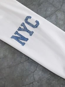 男孩白色字母衛衣搭配藍色長褲，簡約時尚舒適百搭休閒，適合外出與春秋季節 - 彩色 - 查看 10