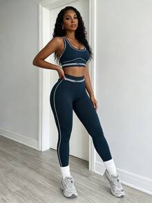 Core Rhythm 2pcs Women Sports Bra And Leggings Set - Navy Blue - View 7