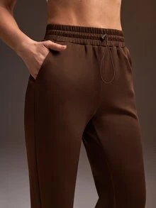 Powerista Celana Sweatpants Wanita Model Longgar dengan Bagian Bawah Mengembang, Cocok untuk Semua Musim, Dilengkapi Tali Serut di Pinggang, Terbuat dari Kain Ringan dan Bernapas, untuk Pemakaian Sehari-hari - Coklat - View 7