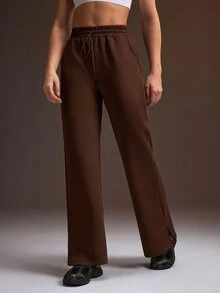 Powerista Celana Sweatpants Wanita Model Longgar dengan Bagian Bawah Mengembang, Cocok untuk Semua Musim, Dilengkapi Tali Serut di Pinggang, Terbuat dari Kain Ringan dan Bernapas, untuk Pemakaian Sehari-hari - Coklat - View 6